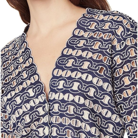 SANDRO Chain-Link Rolly Eyelet Lace Dress - Picture 10 of 12